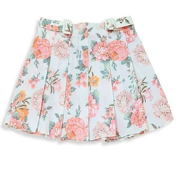 NWT ASOS High Rise Floral Print Side Buckles Tennis Style Pleated Mini Skirt - Picture 4 of 6